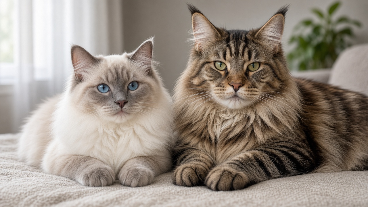 Ragdoll z niebieskimi oczami